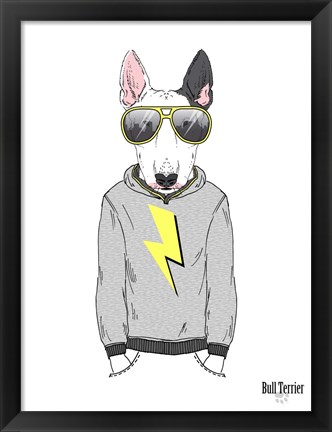 Framed Bull Terrier in City Style Print