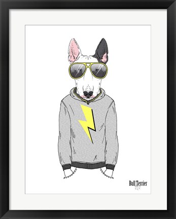 Framed Bull Terrier in City Style Print