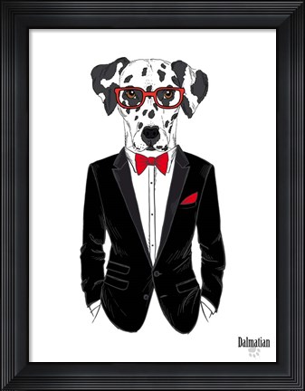 Framed Dalmatian Dog in Tuxedo Print