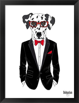 Framed Dalmatian Dog in Tuxedo Print