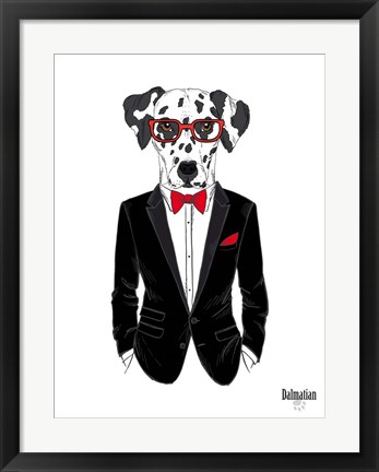 Framed Dalmatian Dog in Tuxedo Print