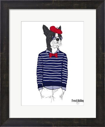 Framed French Bulldog In French Style Print