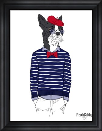 Framed French Bulldog In French Style Print