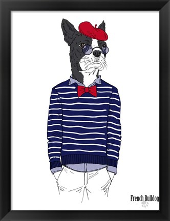 Framed French Bulldog In French Style Print