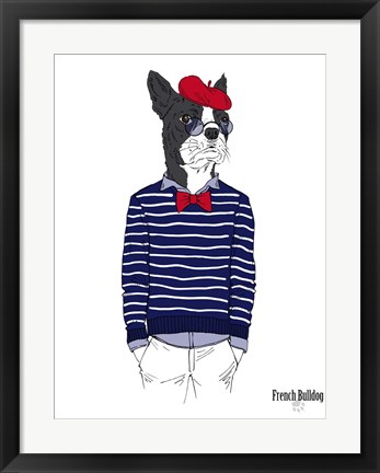 Framed French Bulldog In French Style Print