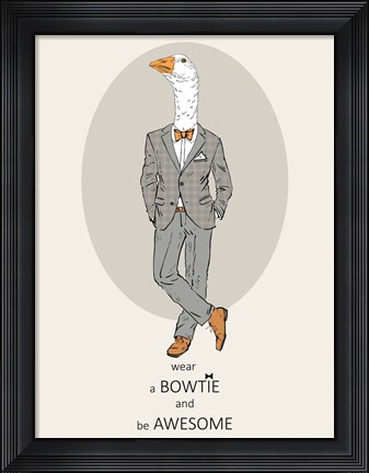 Framed Goose in Pin Suit Print