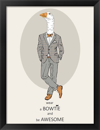 Framed Goose in Pin Suit Print