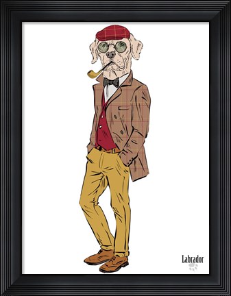 Framed Labrador in Retro Style Print