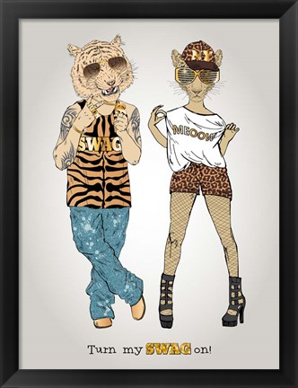 Framed Tiger And Leopard In Swag Style Print