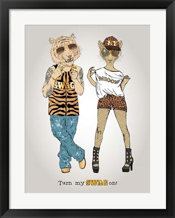 Framed Tiger And Leopard In Swag Style Print