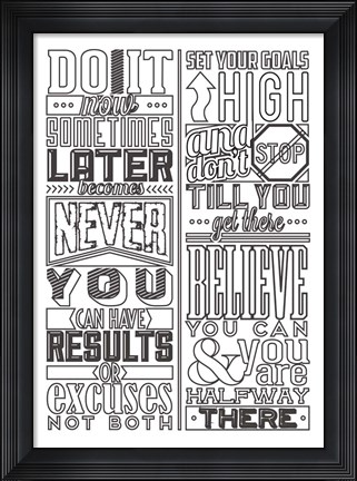 Framed Motivational Set White Print