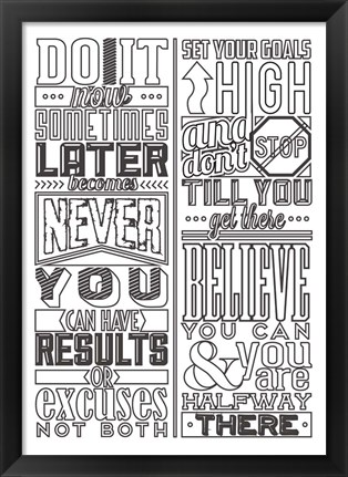 Framed Motivational Set White Print