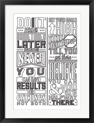 Framed Motivational Set White Print