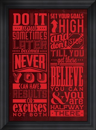 Framed Motivation Set Red Print