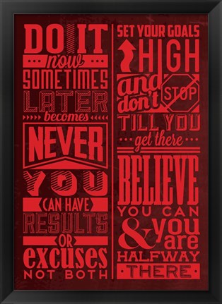 Framed Motivation Set Red Print