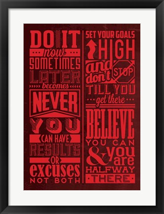 Framed Motivation Set Red Print