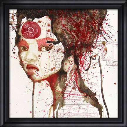 Framed Girl with Forehead Tattoo Print