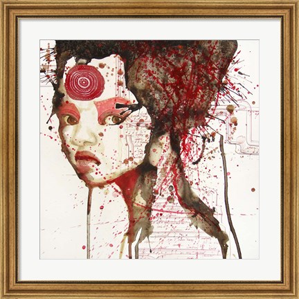 Framed Girl with Forehead Tattoo Print