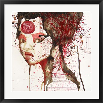 Framed Girl with Forehead Tattoo Print