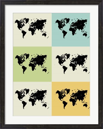 Framed World Map Grid Print
