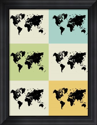 Framed World Map Grid Print