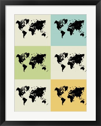 Framed World Map Grid Print