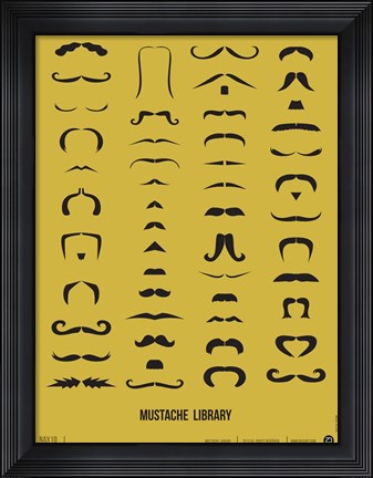 Framed Mustache Library Print