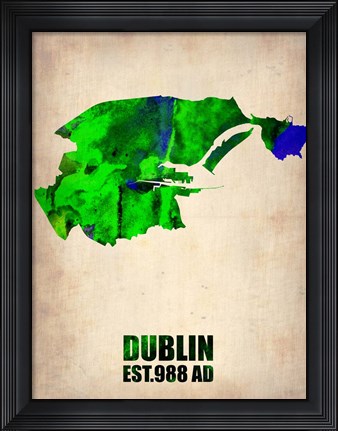 Framed Dublin Watercolor Map Print