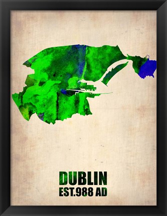 Framed Dublin Watercolor Map Print