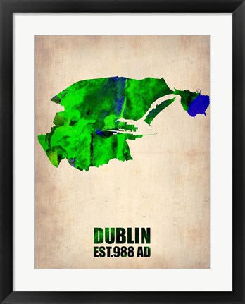 Framed Dublin Watercolor Map Print