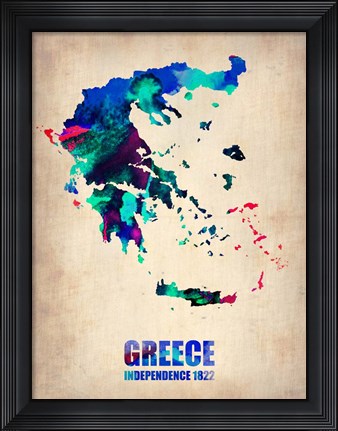 Framed Greece Watercolor Print