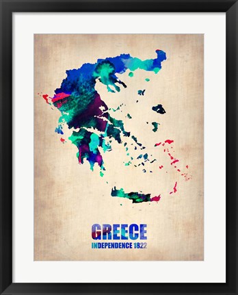 Framed Greece Watercolor Print