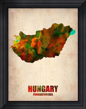 Framed Hungary Watercolor Print