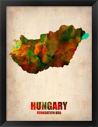 Framed Hungary Watercolor Print