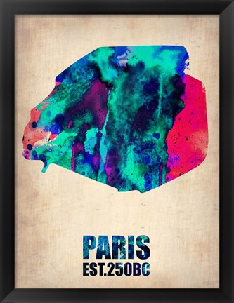 Framed Paris Watercolor Map Print