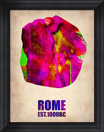 Framed Rome Watercolor Map Print