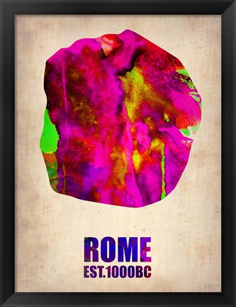 Framed Rome Watercolor Map Print