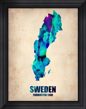 Framed Sweden Watercolor Print
