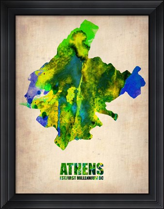 Framed Athens Watercolor Print
