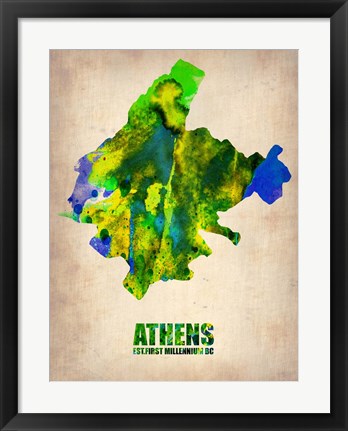 Framed Athens Watercolor Print