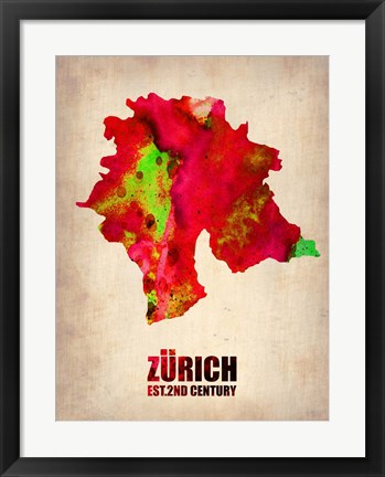 Framed Zurich Watercolor Print