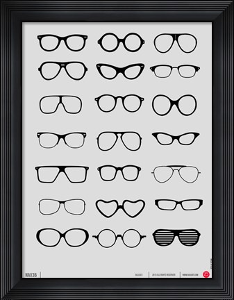 Framed Vintage Glasses 1 Print