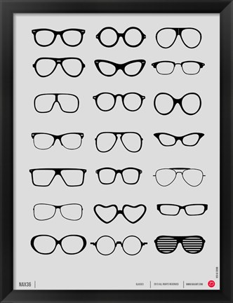 Framed Vintage Glasses 1 Print