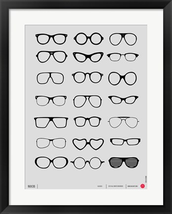 Framed Vintage Glasses 1 Print