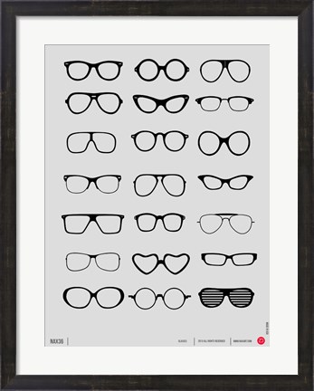 Framed Vintage Glasses 1 Print