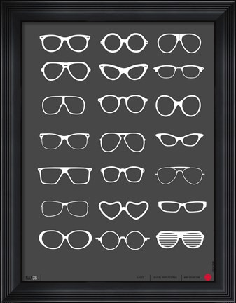Framed Vintage Glasses 2 Print
