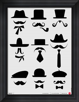 Framed Hats and Mustaches 1 Print