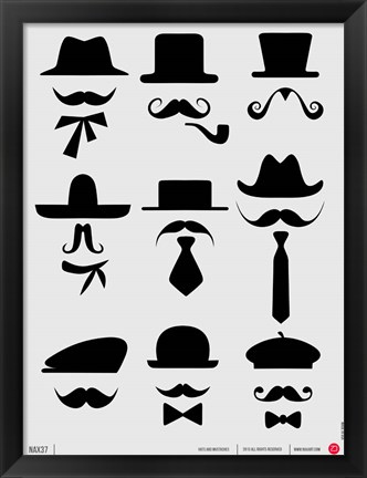 Framed Hats and Mustaches 1 Print