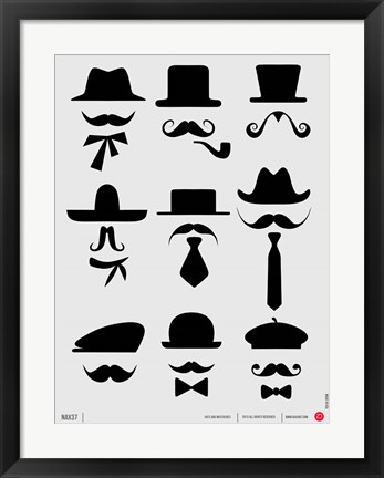 Framed Hats and Mustaches 1 Print