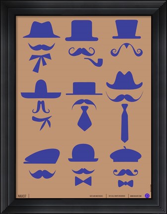 Framed Hats and Mustaches 2 Print